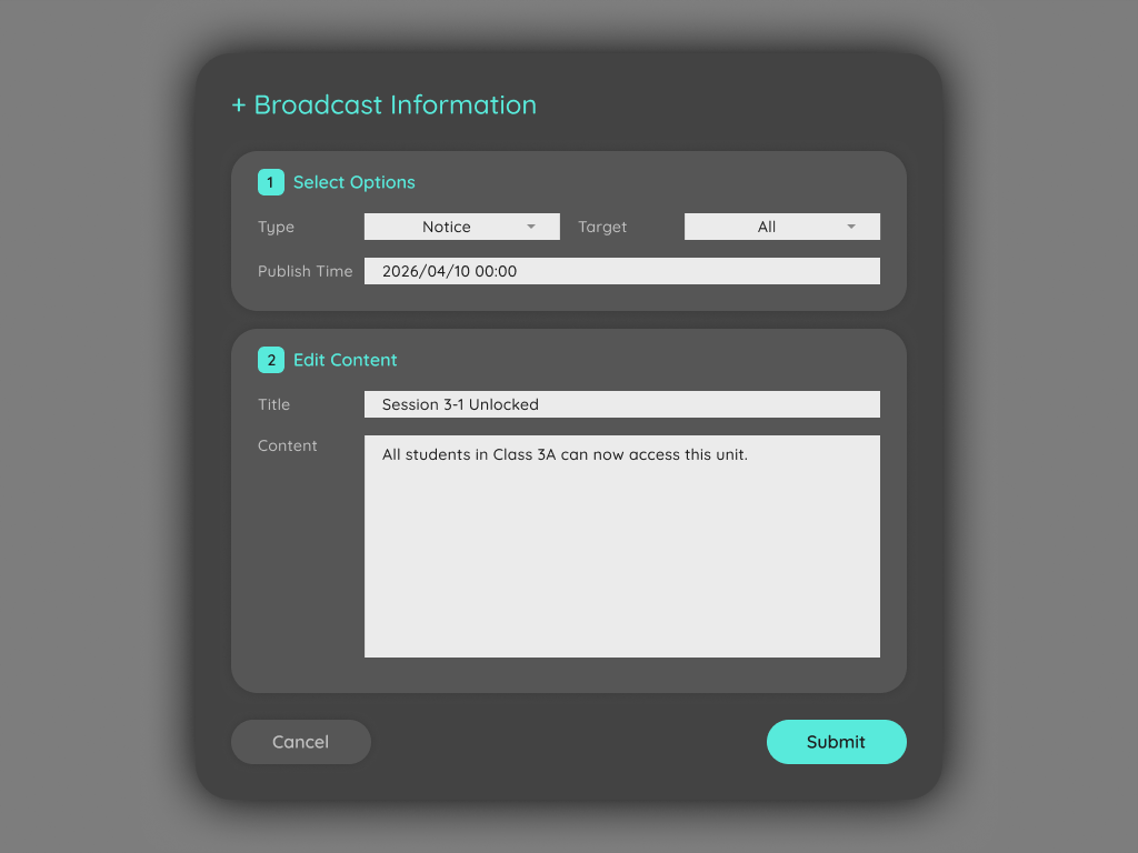 T-03-A Broadcast Modal